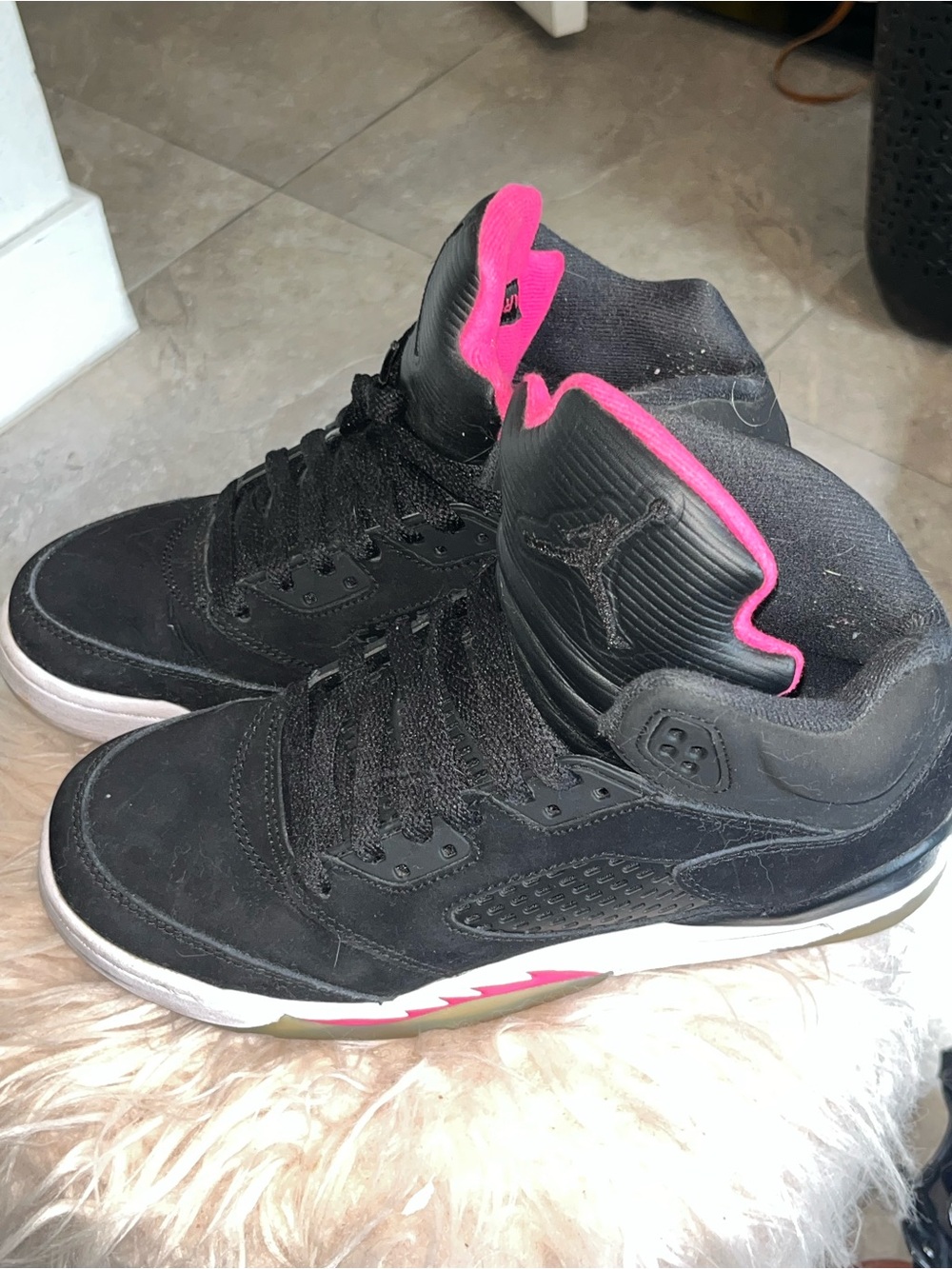 Jordan Black Sneakers with Pink Lining